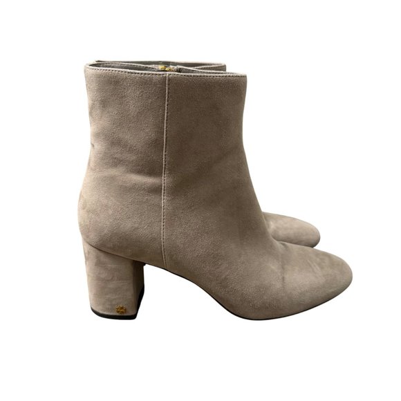 Tory Burch Brooke Storm Dust Taupe Suede Ankle Bootie MSRP $398 Womens Size 9 - Picture 3 of 9